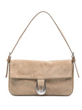 Staud Harlow Buckled Suede Shoulder Bag — Same as shown — Size One Size — Front View