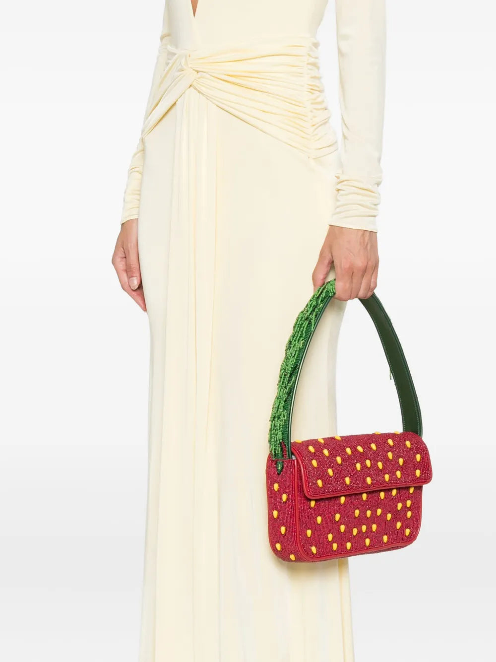 Staud Tommy Beaded Strawberry Motif Shoulder Bag — Same as shown — Size One Size — Side View