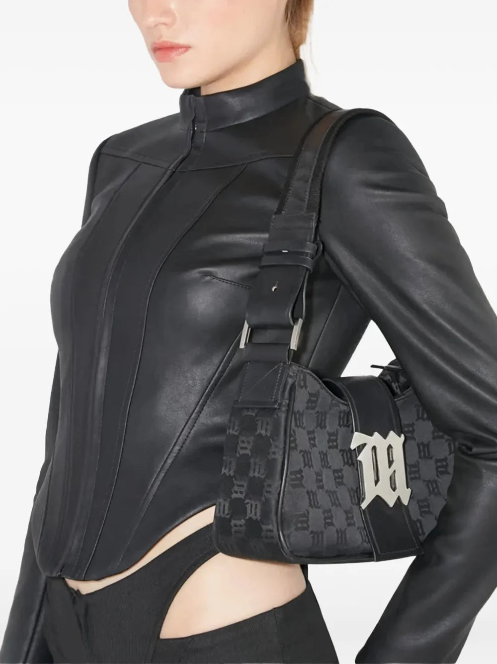 Misbhv Medium Monogram Detail Shoulder Bag — Same as shown — Size One Size — Side View