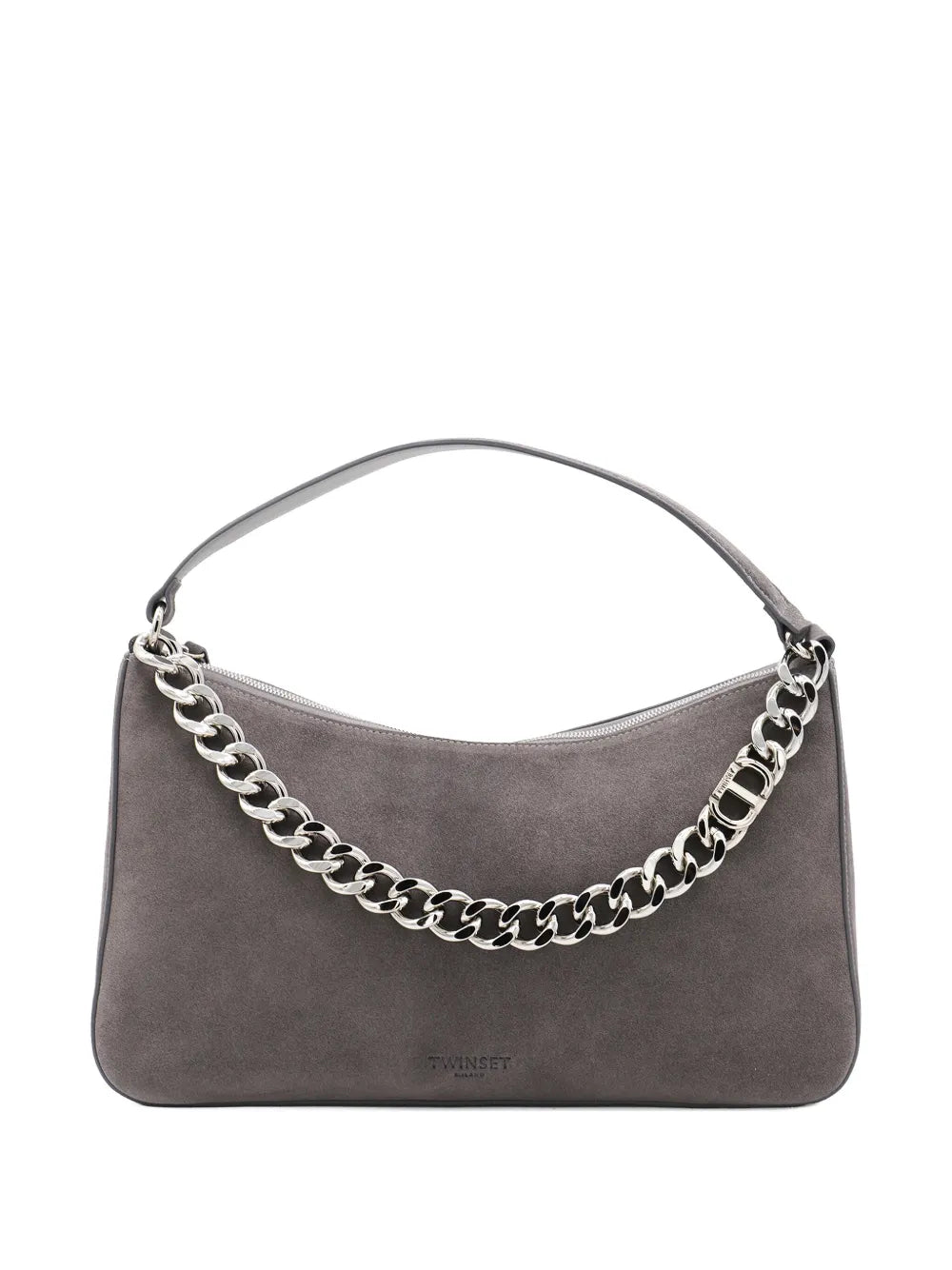 Twinset Liliane Chain Embellished Suede Shoulder Bag — Same as shown — Size One Size — Front View