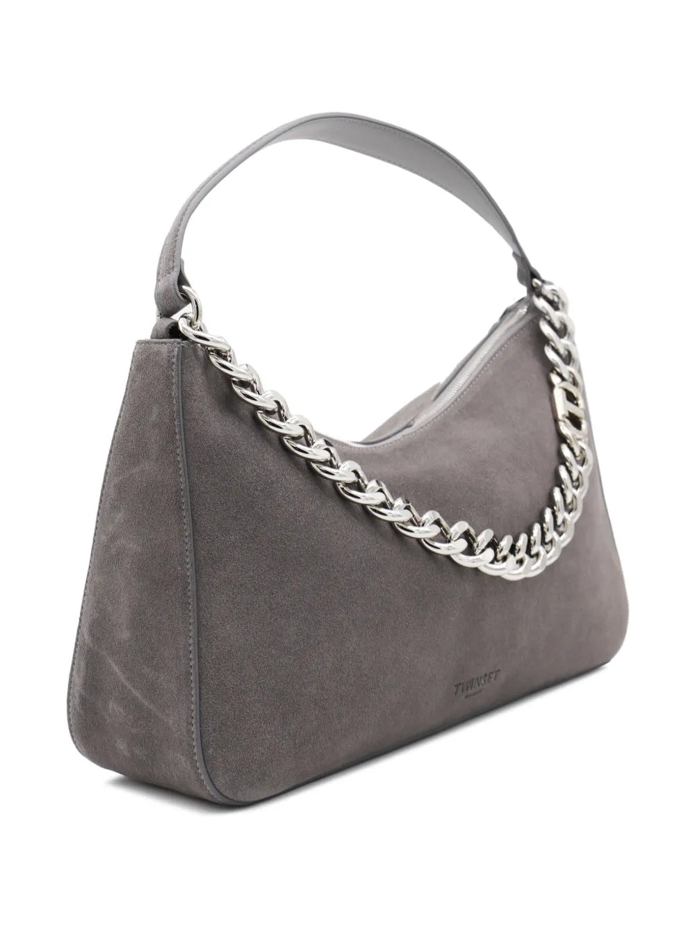 Twinset Liliane Chain Embellished Suede Shoulder Bag — Same as shown — Size One Size — Back View