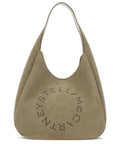 Stella Mccartney Large Logo Perforated Suede Shoulder Bag — Same as shown — Size One Size — Front View