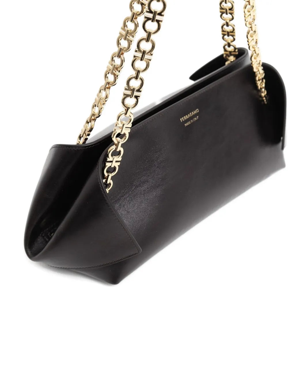 Ferragamo Small Folded Chain Link Flap Shoulder Bag — Same as shown — Size One Size — Back View