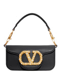 Valentino Garavani Vlogo Embellished Clasp Leather Shoulder Bag — Same as shown — Size One Size — Front View