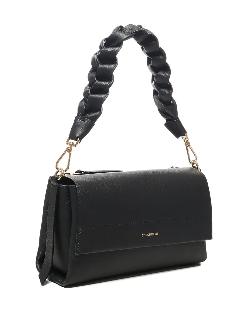 Coccinelle Braided Handle Leather Shoulder Bag — Same as shown — Size One Size — Back View