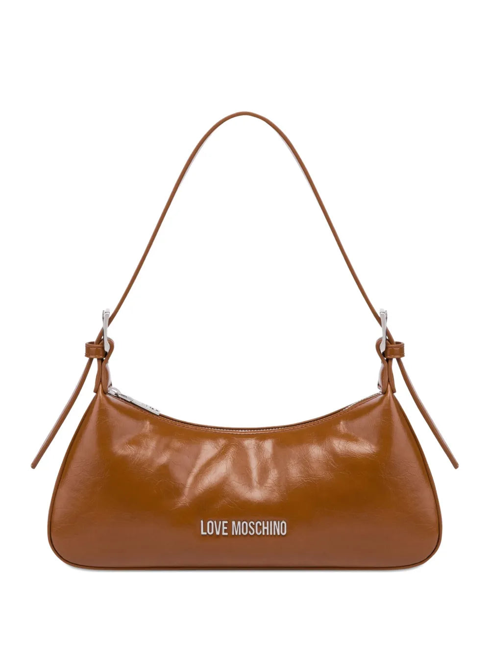 Love Moschino Curved Leather Shoulder Bag — Same as shown — Size One Size — Front View