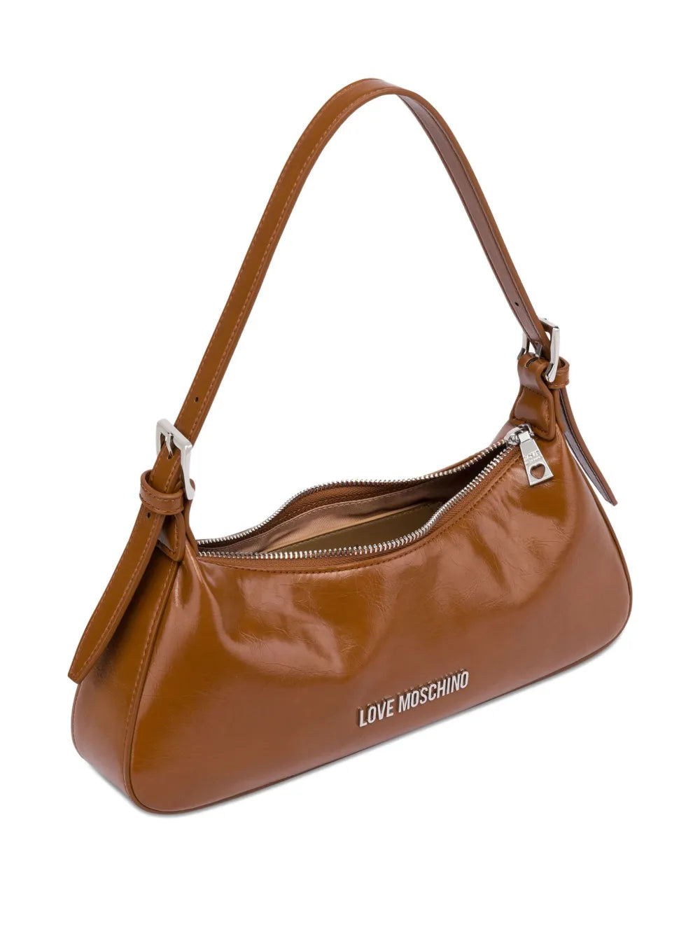 Love Moschino Curved Leather Shoulder Bag — Same as shown — Size One Size — Side View