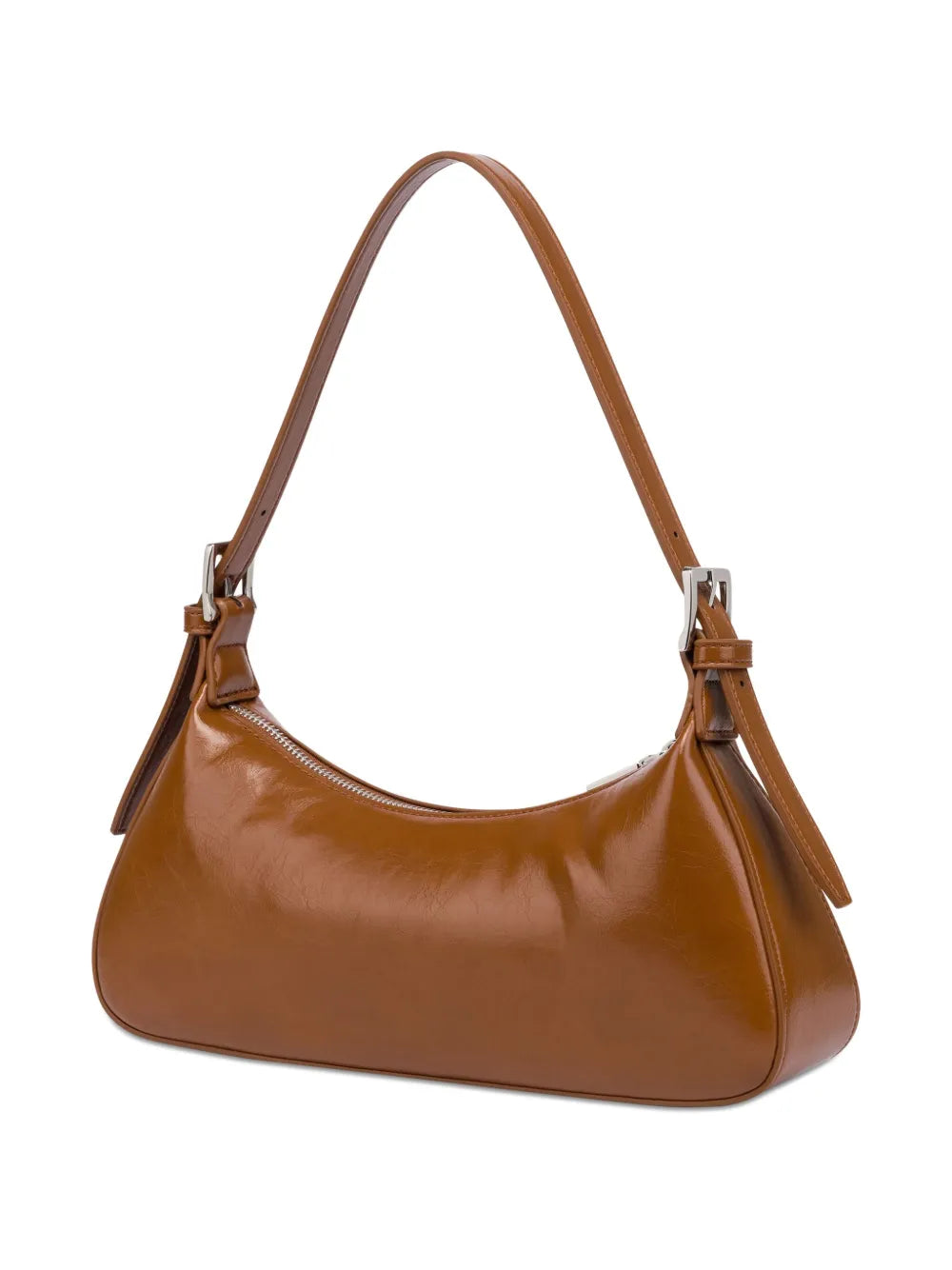 Love Moschino Curved Leather Shoulder Bag — Same as shown — Size One Size — Back View