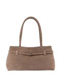 Manu Atelier Le Cambon East West Buckle Fastening Suede Shoulder Bag — Same as shown — Size One Size — Front View