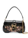 Just Cavalli Snake Buckle Leopard Print Shoulder Bag — Same as shown — Size One Size — Front View