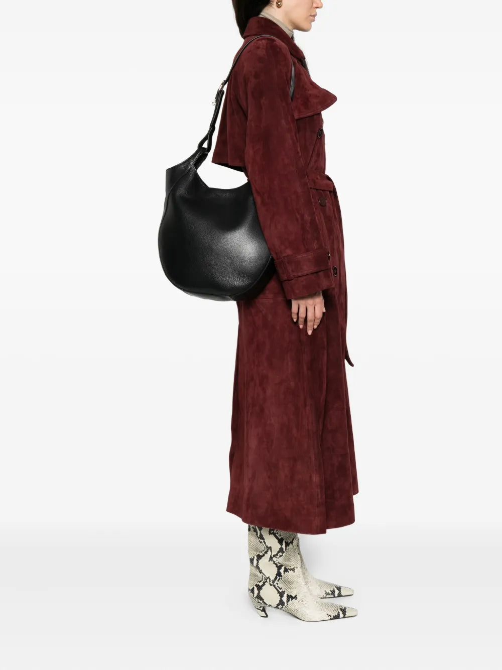 Longchamp Curved Leather Shoulder Bag — Same as shown — Size One Size — Side View