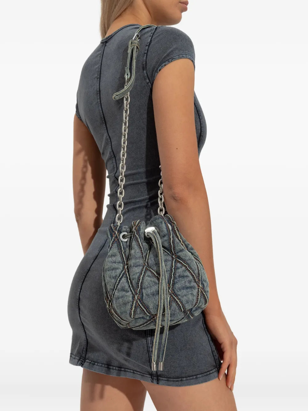 Diesel Mini Charm D Quilted Chain Strap Bag — Same as shown — Size One Size — Side View