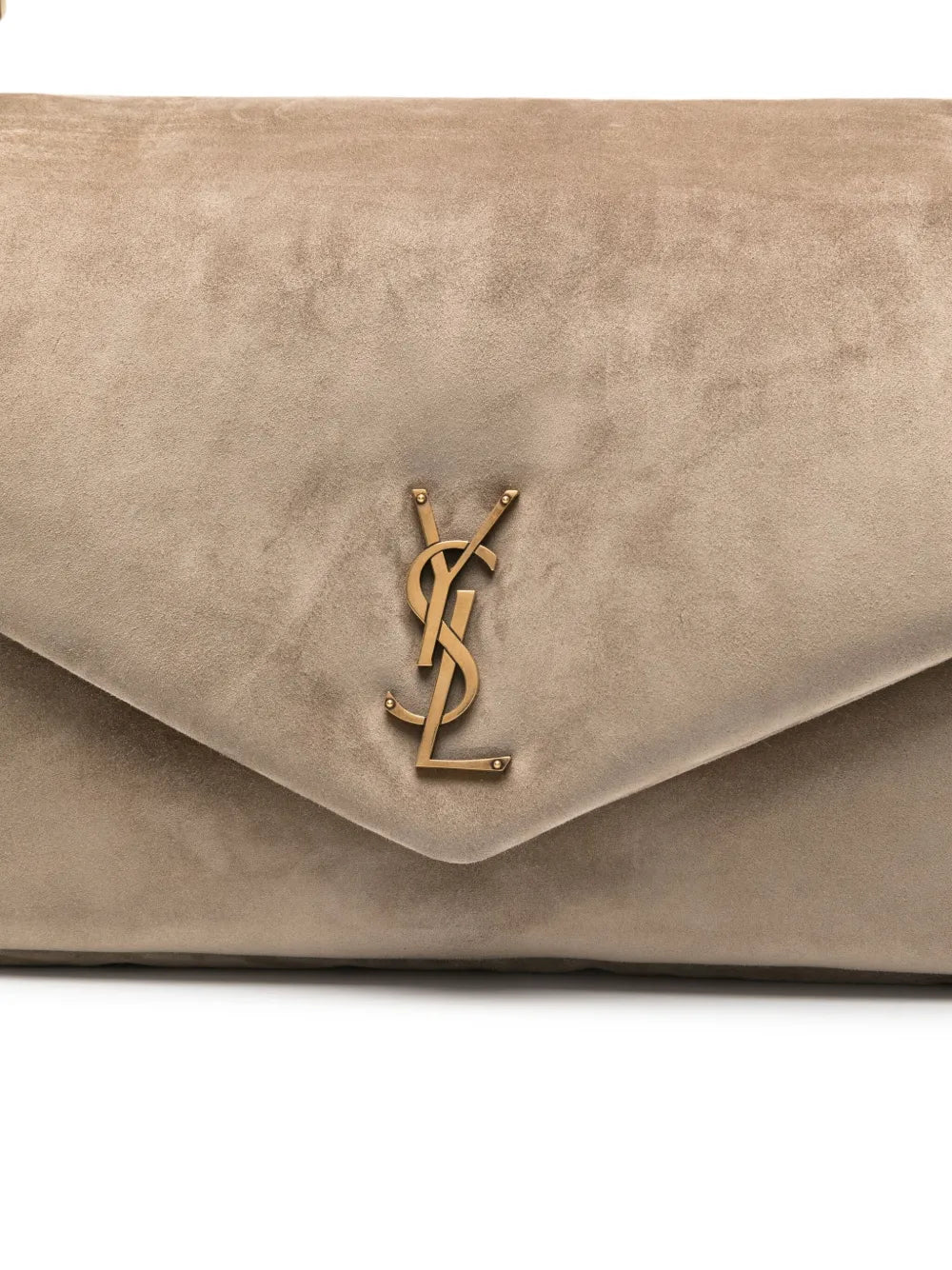 Saint Laurent Large Calypso Logo Plaque Suede Shoulder Bag — Same as shown — Size One Size — Top View