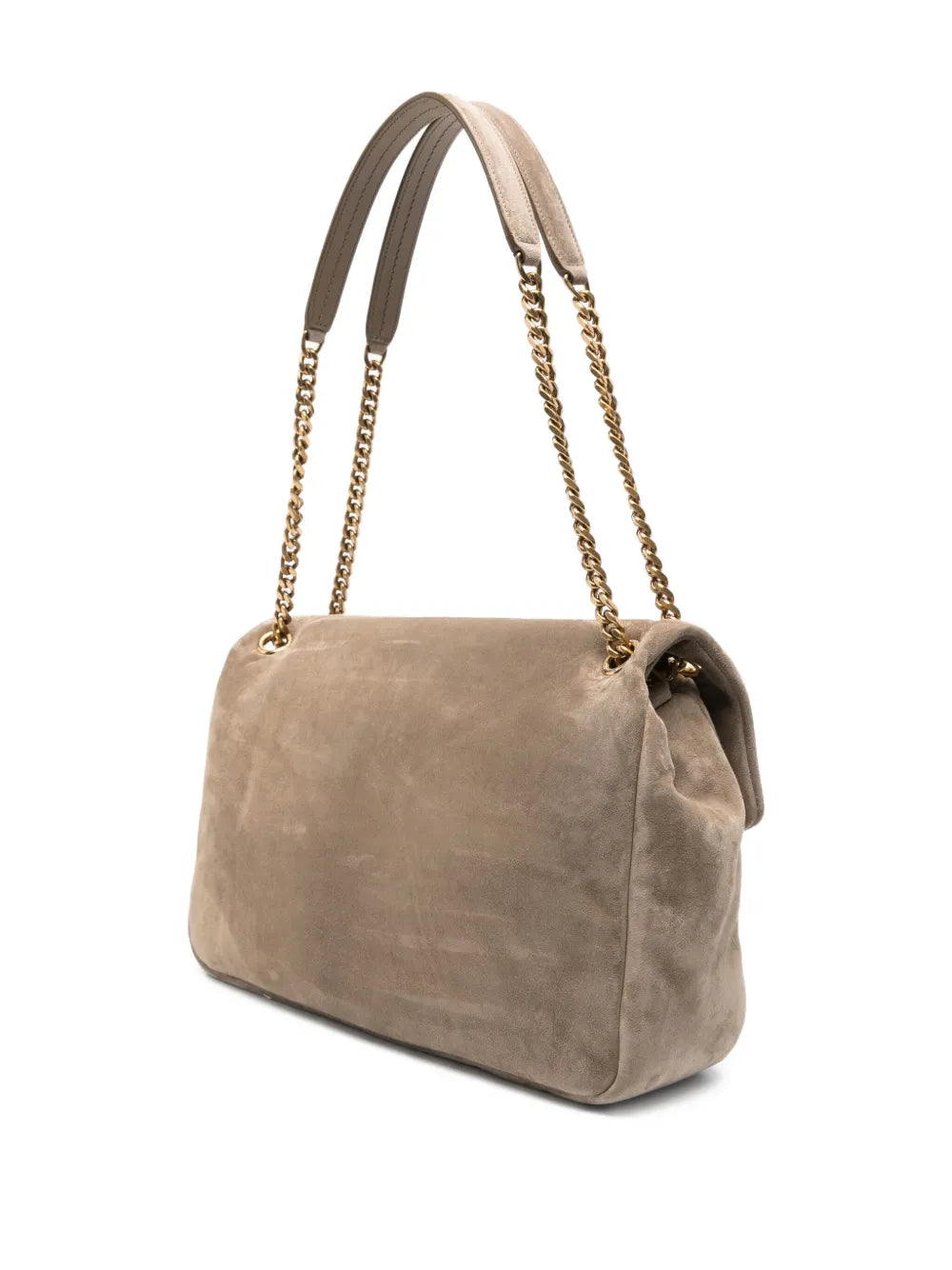 Saint Laurent Large Calypso Logo Plaque Suede Shoulder Bag — Same as shown — Size One Size — Back View