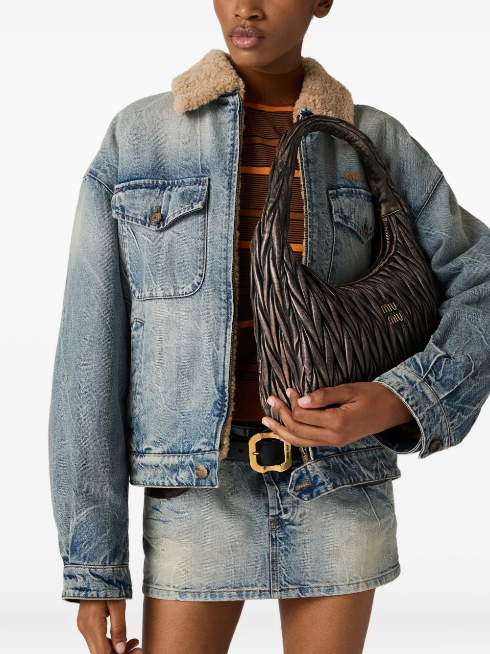 Miu Miu Wander Matelasse Leather Shoulder Bag — Same as shown — Size One Size — Side View