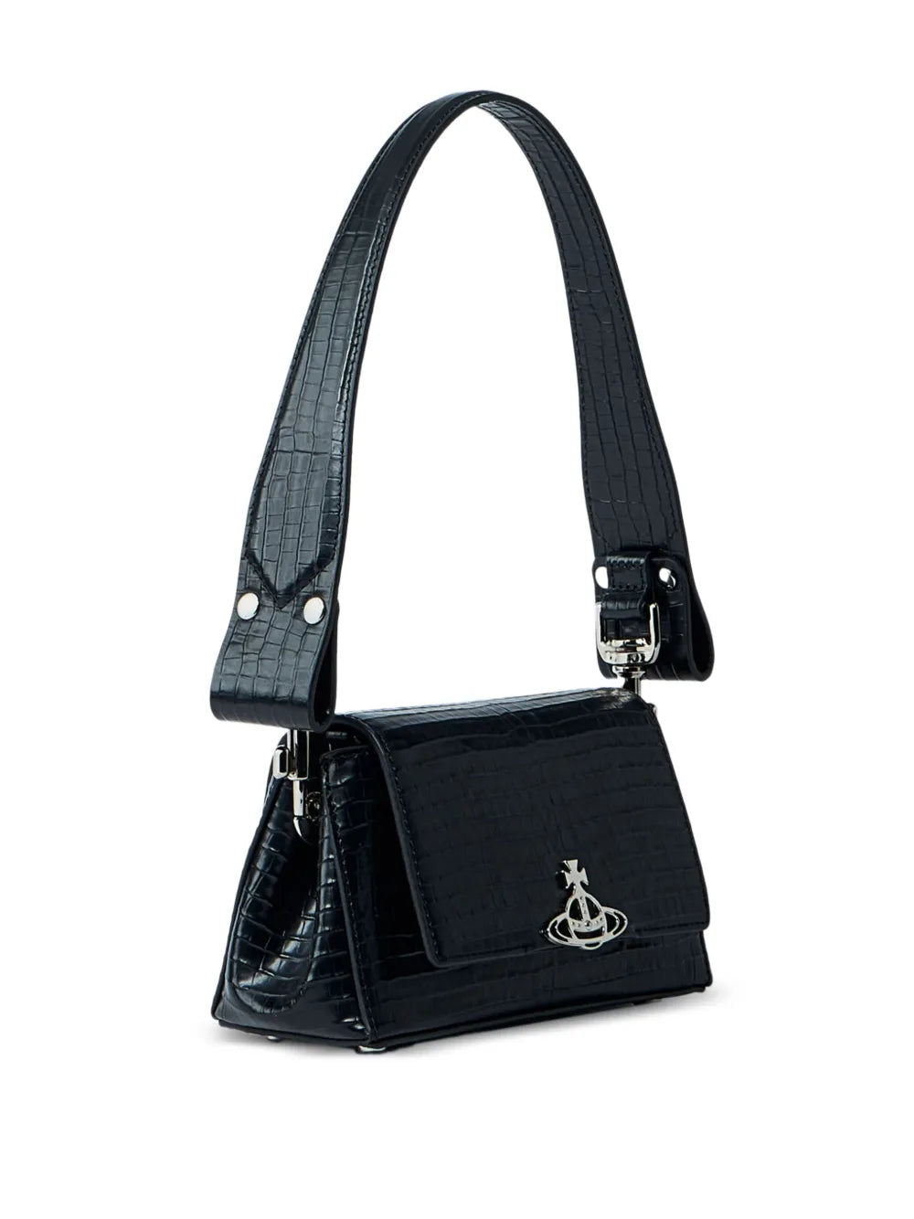 Vivienne Westwood Small Hazel Croc Embossed Flap Shoulder Bag — Same as shown — Size One Size — Back View
