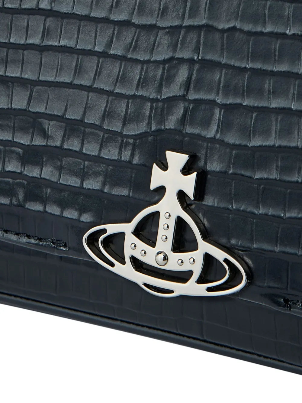 Vivienne Westwood Small Hazel Croc Embossed Flap Shoulder Bag — Same as shown — Size One Size — Top View