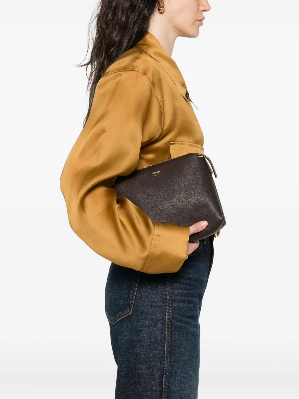 Khaite Lina Zip Top Leather Shoulder Bag — Same as shown — Size One Size — Side View