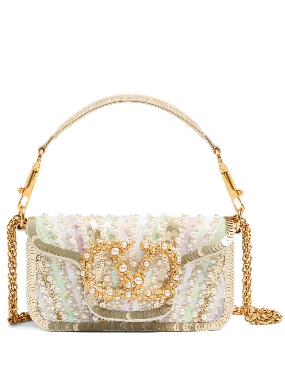 Valentino Garavani Small Loco Embroidered Jewel Logo Shoulder Bag — Same as shown — Size One Size — Front View