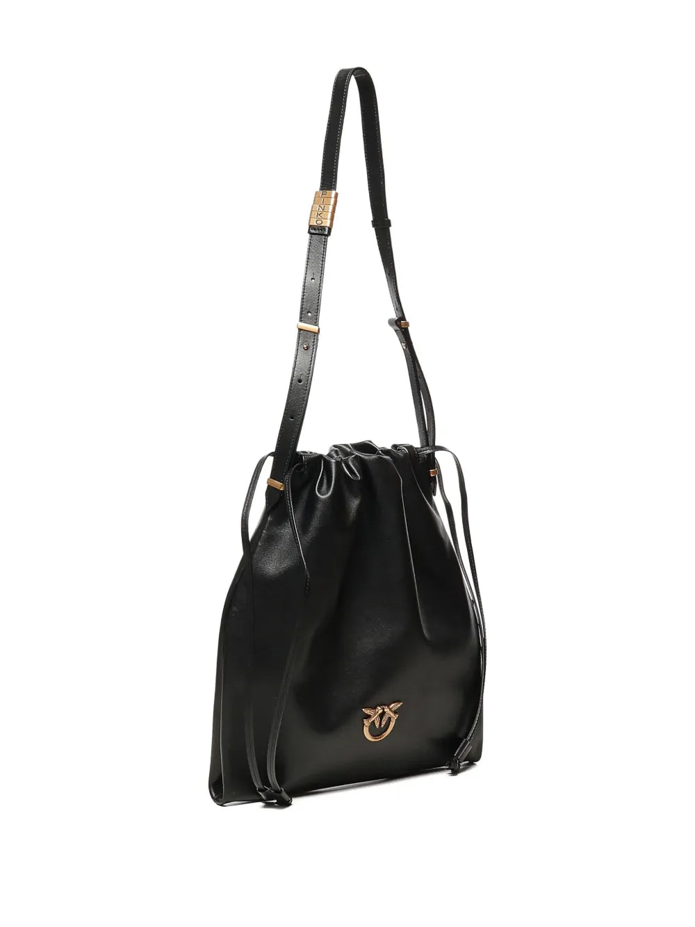 Pinko Drawstring Leather Shoulder Bag — Same as shown — Size One Size — Back View