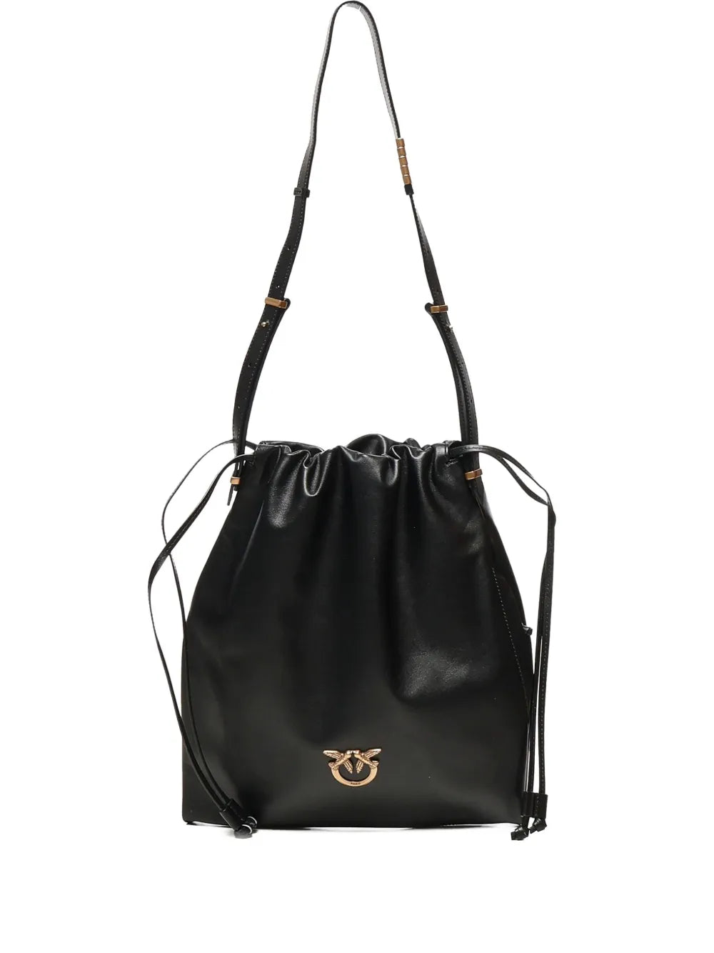Pinko Drawstring Leather Shoulder Bag — Same as shown — Size One Size — Front View