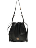 Pinko Drawstring Leather Shoulder Bag — Same as shown — Size One Size — Front View
