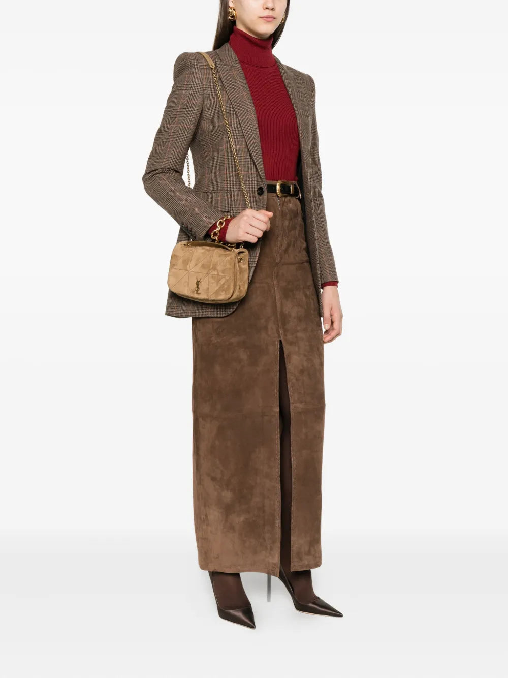 Saint Laurent Jamie 43 Quilted Suede Shoulder Bag — Same as shown — Size One Size — Side View