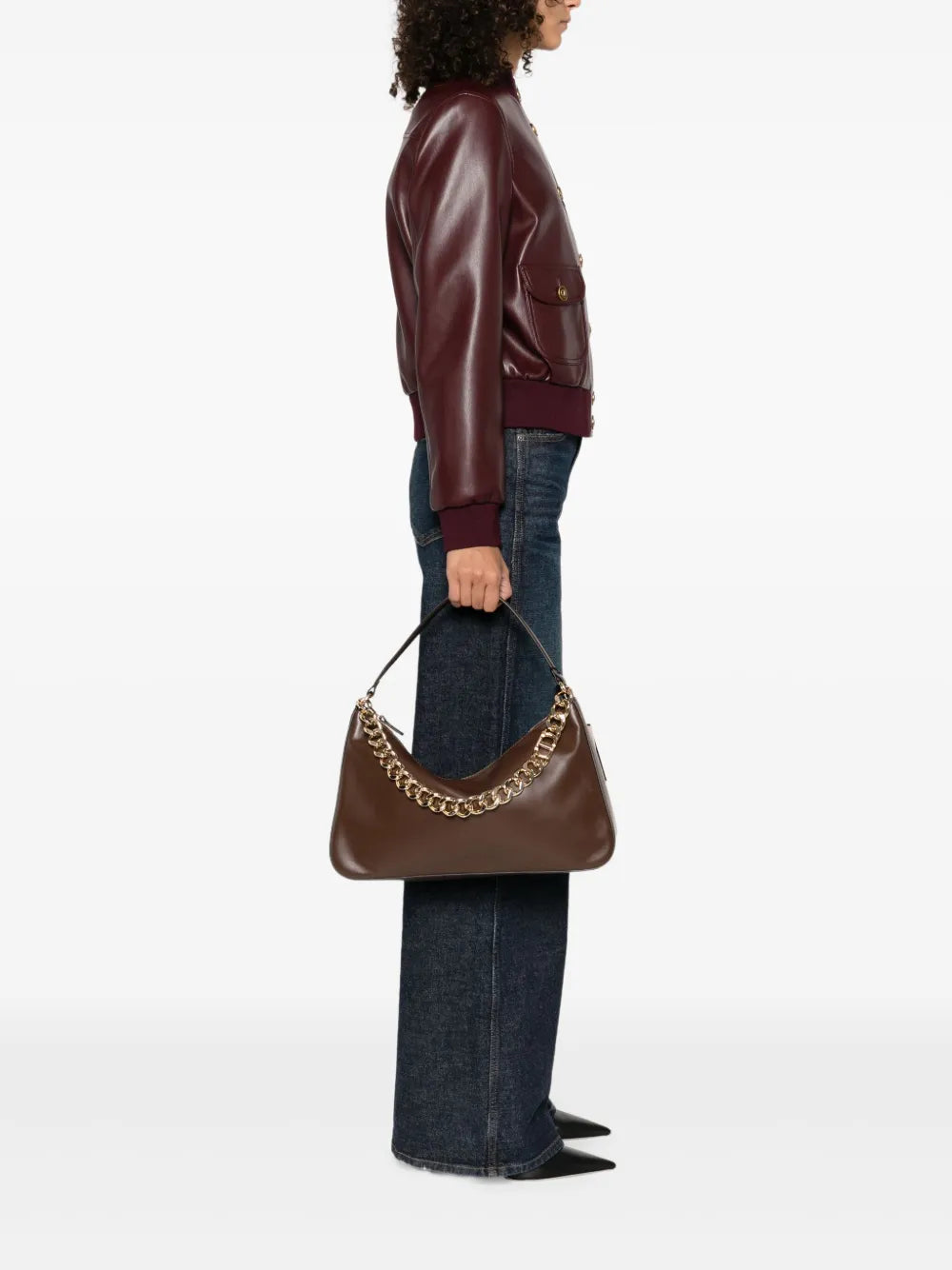 Twinset Medium Liliane Chain Embellished Shoulder Bag — Same as shown — Size One Size — Side View