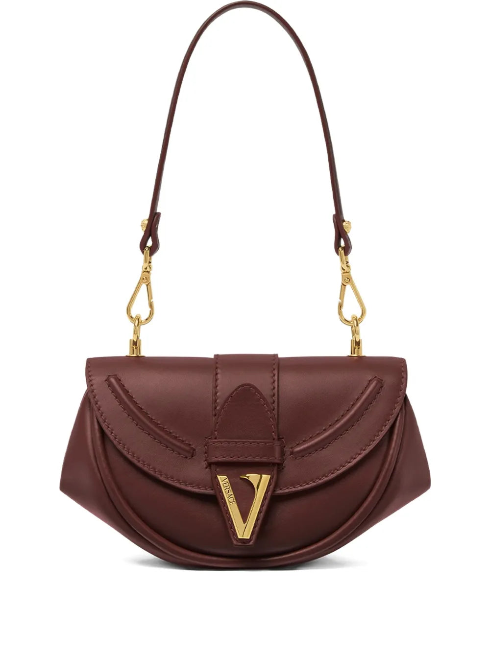 Versace Small Virtus Leather Shoulder Bag — Same as shown — Size One Size — Front View