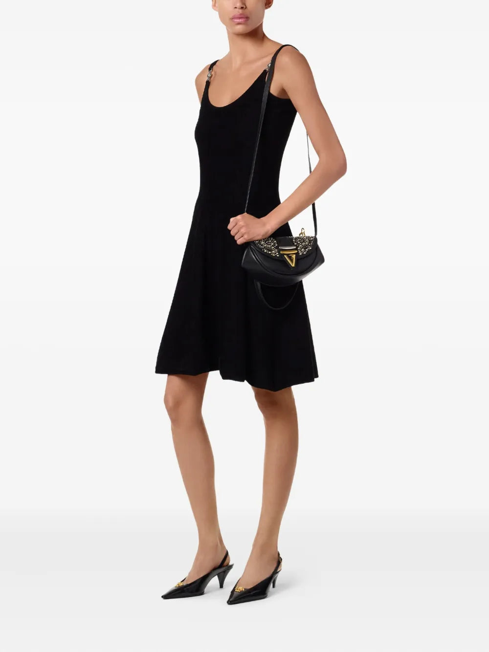 Versace Stud Embellished Shoulder Bag — Same as shown — Size One Size — Side View