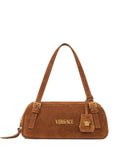 Versace Tag Suede Shoulder Bag — Same as shown — Size One Size — Front View