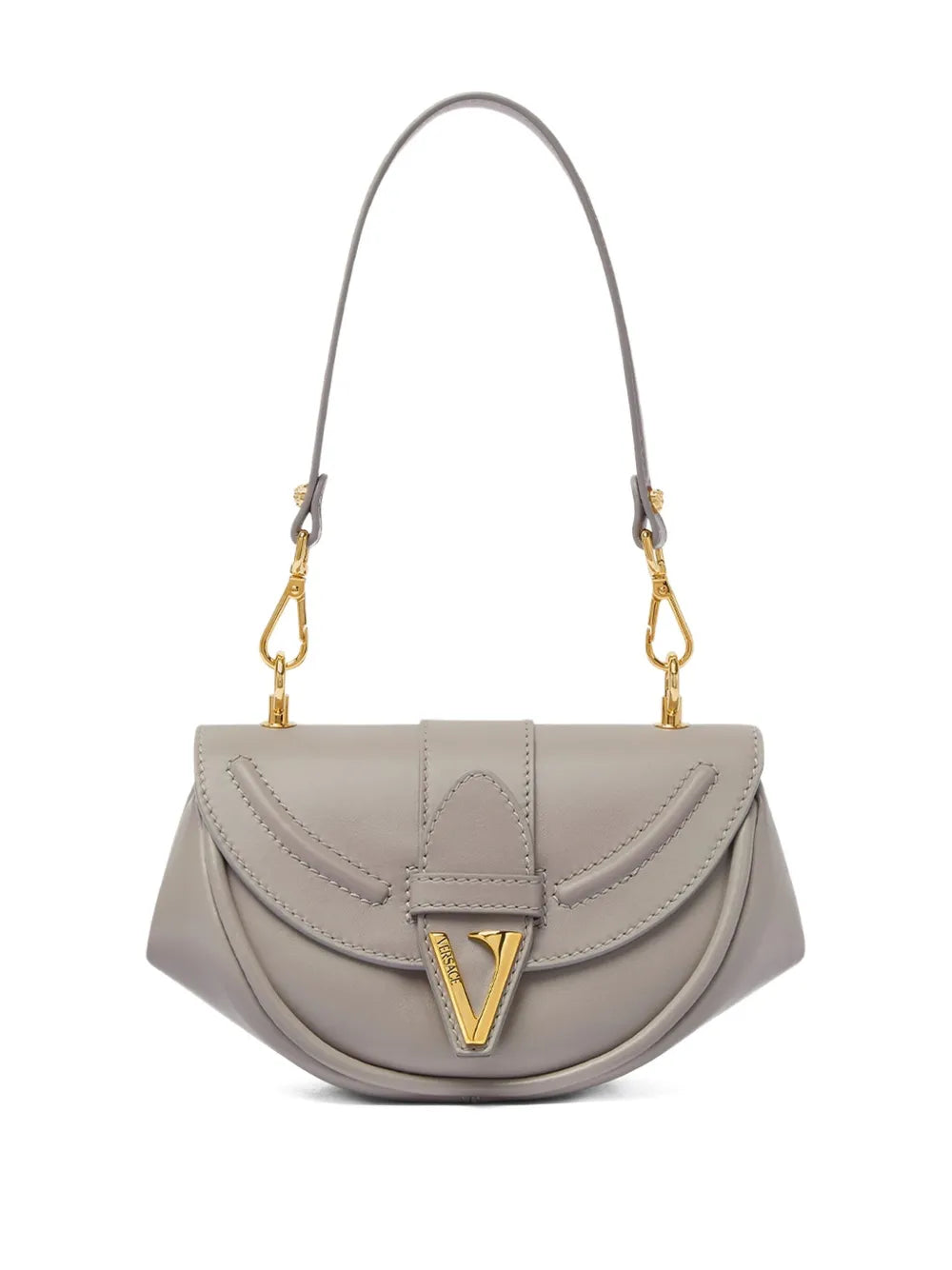 Versace Small Virtus Leather Shoulder Bag — Same as shown — Size One Size — Front View