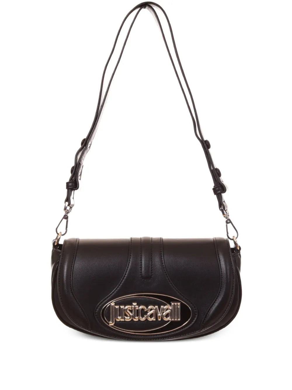 Just Cavalli Curved Flap Logo Plaque Shoulder Bag — Same as shown — Size One Size — Front View
