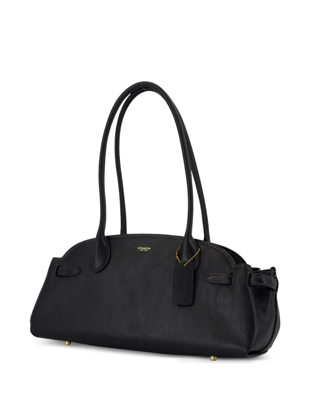 Coach Logo Detail Leather Shoulder Bag — Same as shown — Size One Size — Side View
