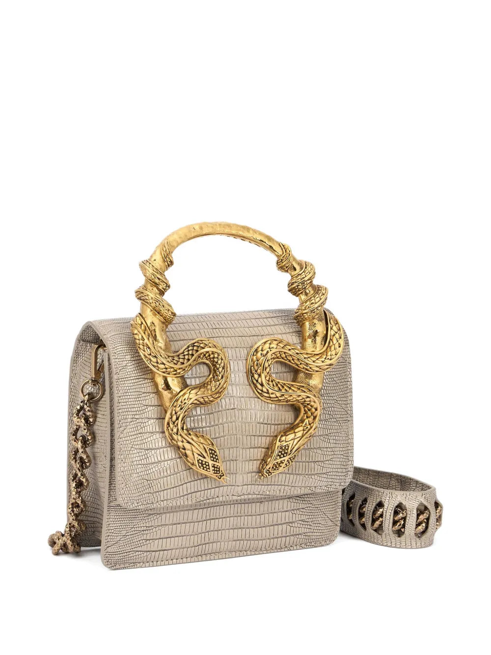 Roberto Cavalli Snake Embellished Snake Skin Shoulder Bag — Same as shown — Size One Size — Front View