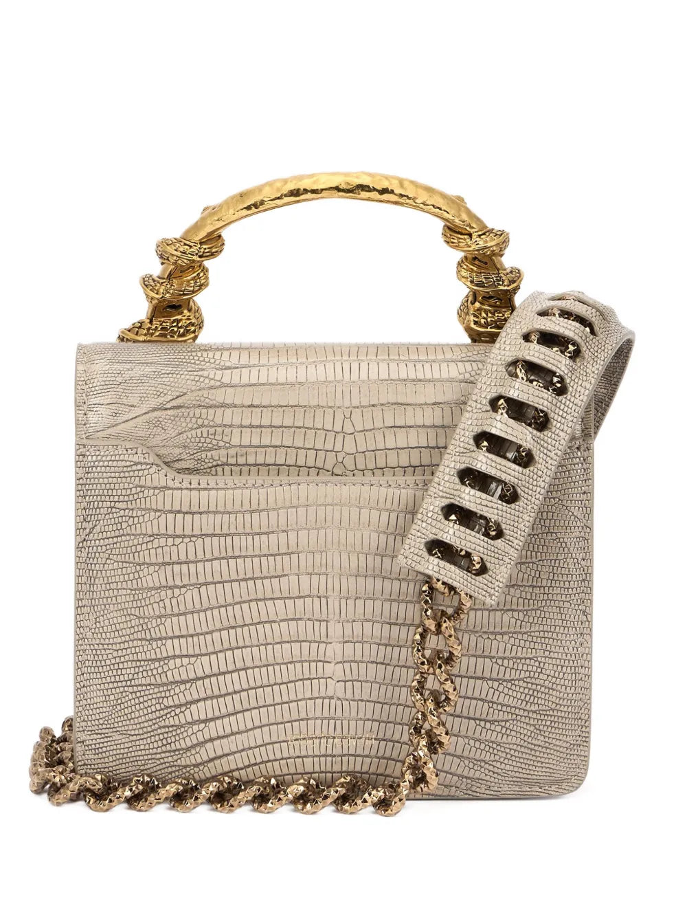 Roberto Cavalli Snake Embellished Snake Skin Shoulder Bag — Same as shown — Size One Size — Back View