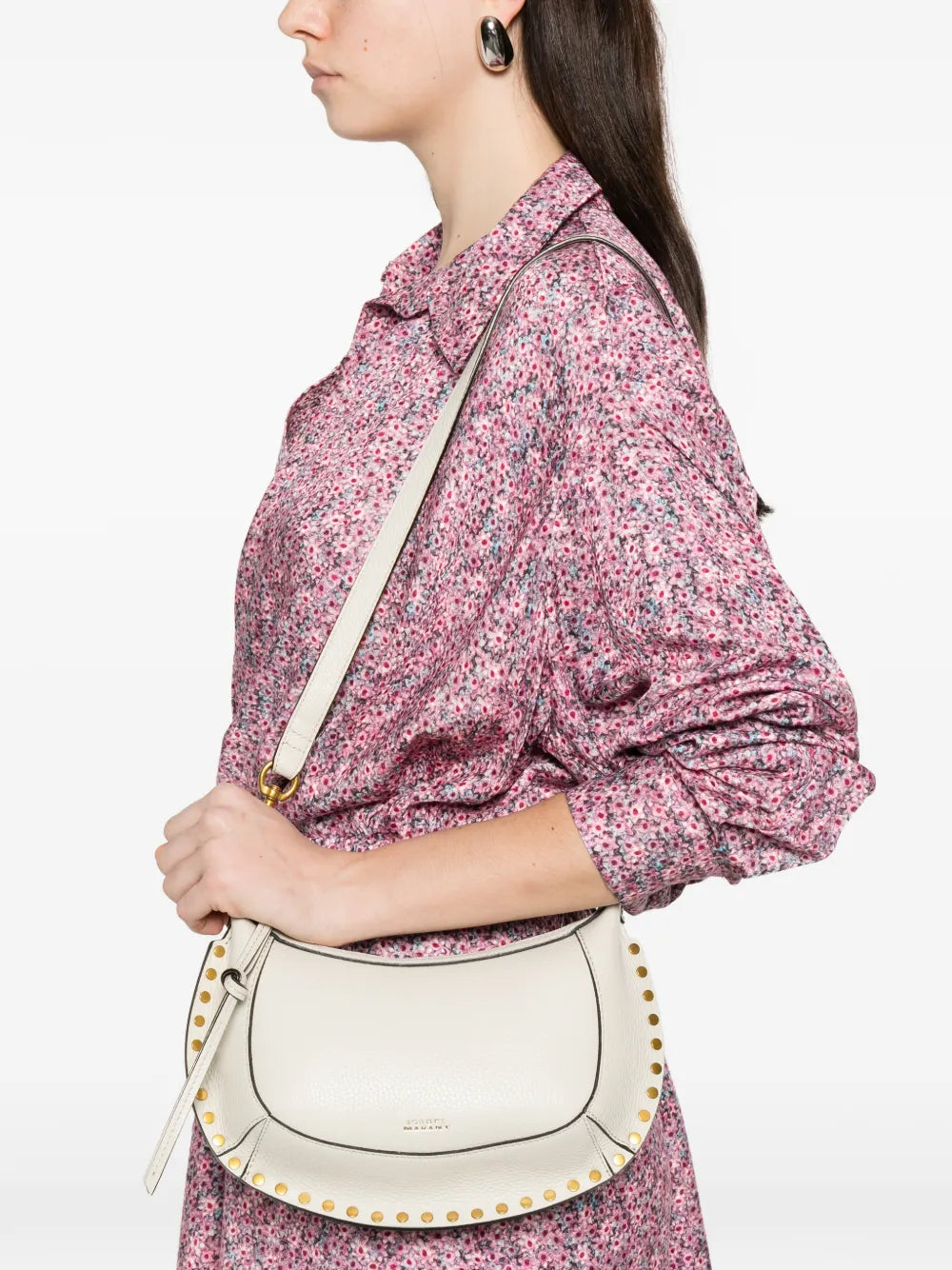 Isabel Marant Oskan Moon Studded Shoulder Bag — Same as shown — Size One Size — Side View