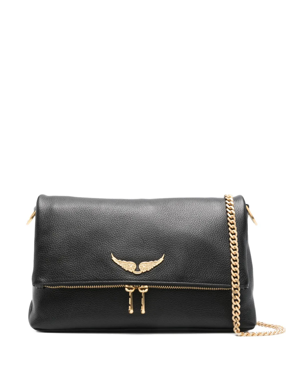 Zadigvoltaire Rocky Grained Leather Shoulder Bag — Same as shown — Size One Size — Front View