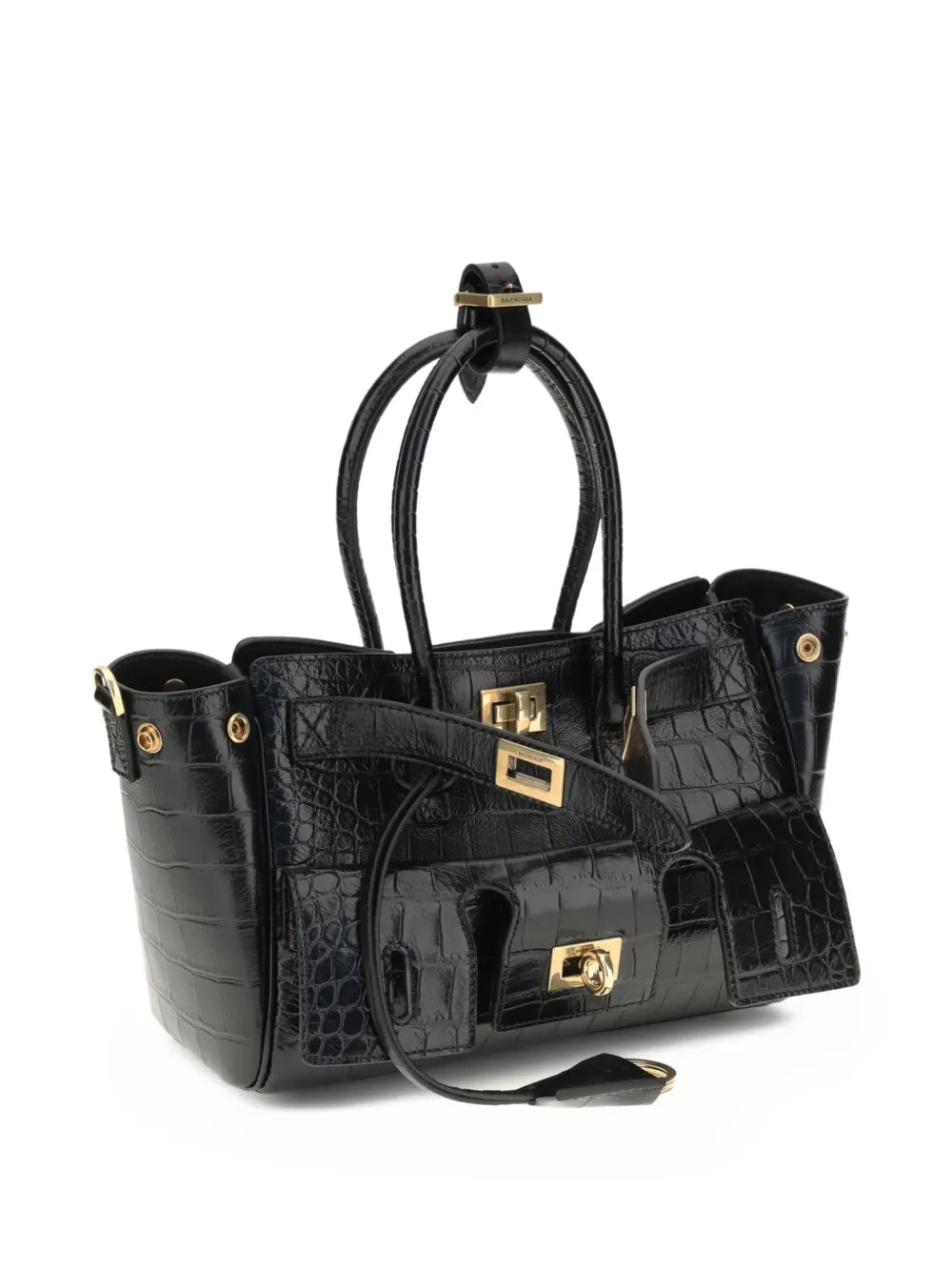 Balenciaga Crocodile Effect Top Handle Shoulder Bag — Same as shown — Size One Size — Side View