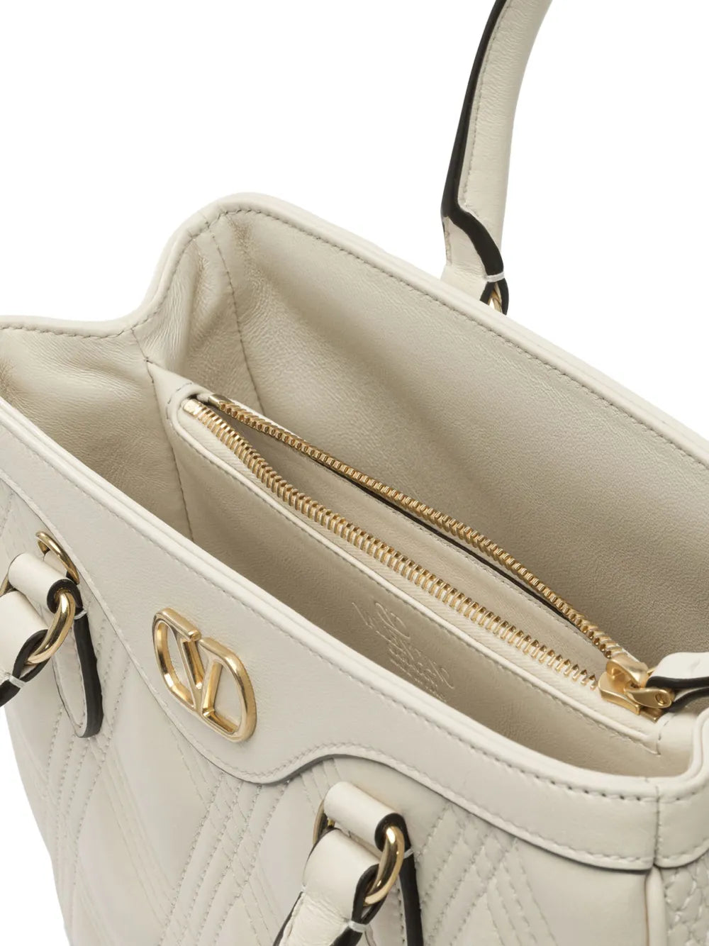 Valentino Garavani V Logo Quilted Shoulder Bag — Same as shown — Size One Size — Top View