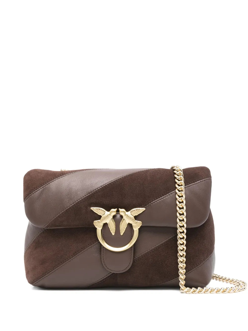 Pinko Love Leather Suede Diagonal Stripe Shoulder Bag — Same as shown — Size One Size — Front View