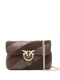 Pinko Love Leather Suede Diagonal Stripe Shoulder Bag — Same as shown — Size One Size — Front View