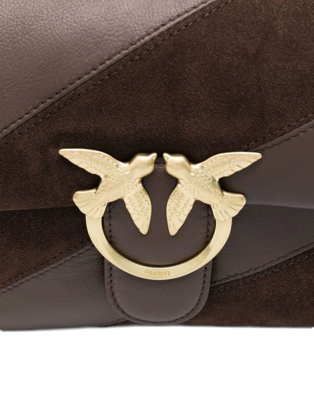Pinko Love Leather Suede Diagonal Stripe Shoulder Bag — Same as shown — Size One Size — Top View