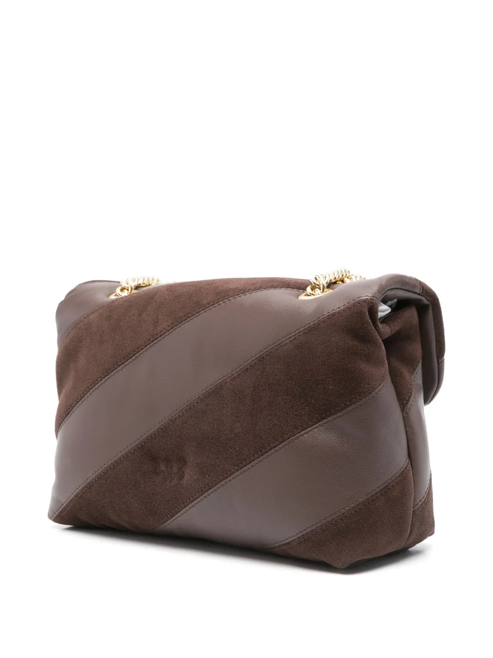 Pinko Love Leather Suede Diagonal Stripe Shoulder Bag — Same as shown — Size One Size — Back View