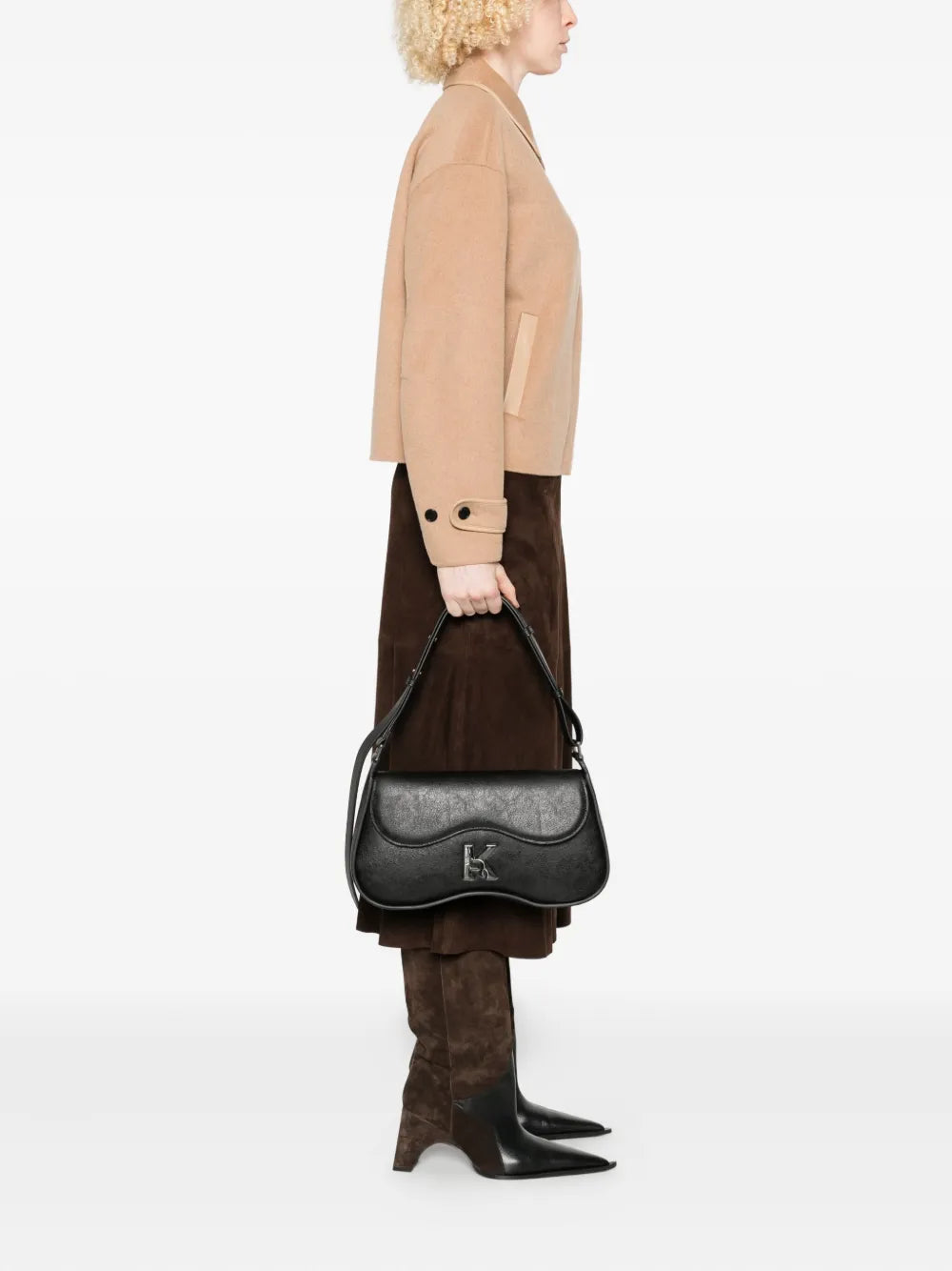 Karl Lagerfeld K Logo Curved Shoulder Bag — Same as shown — Size One Size — Side View