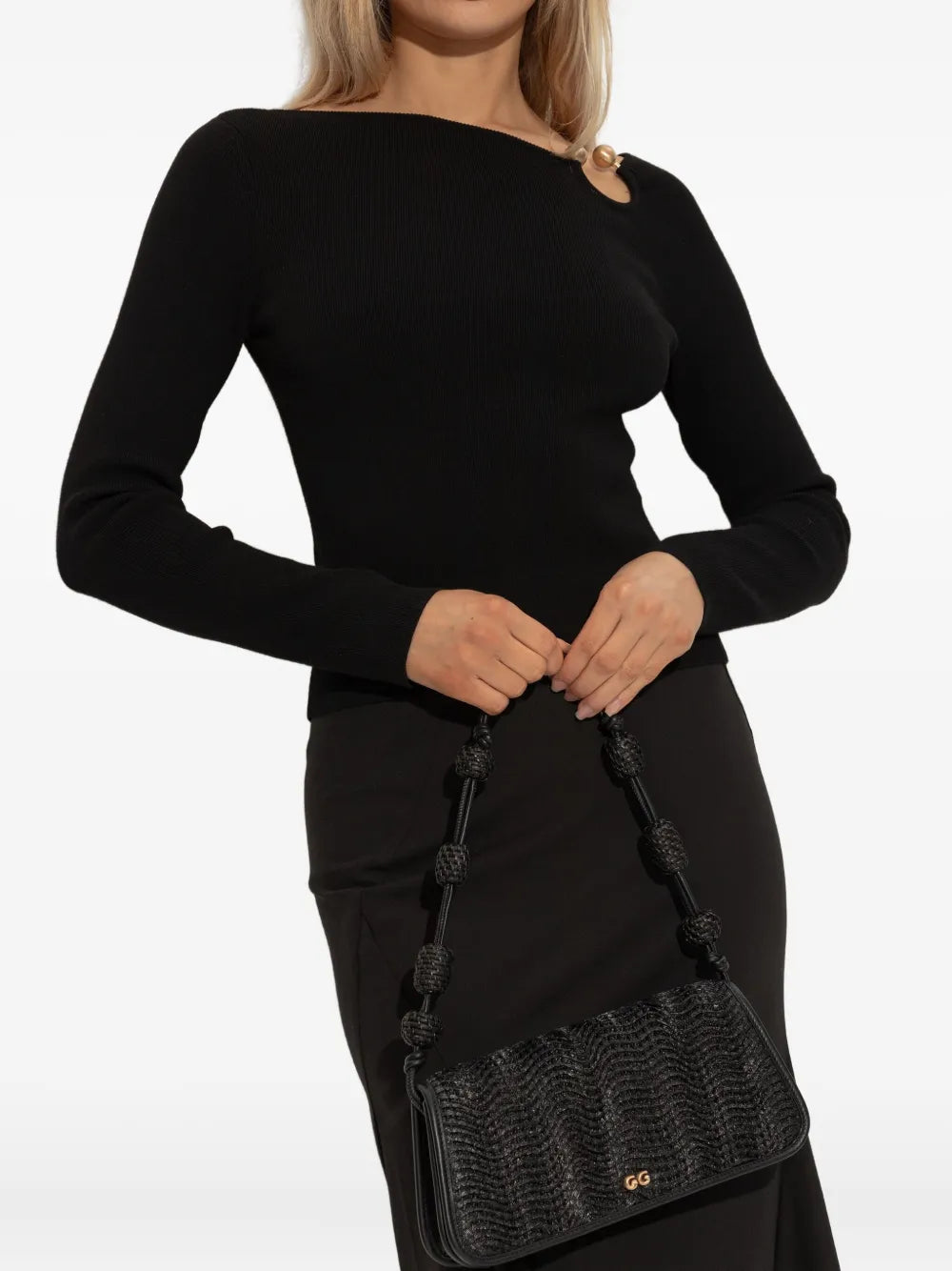 Cult Gaia Small Sunniva Raffia Shoulder Bag — Same as shown — Size One Size — Side View