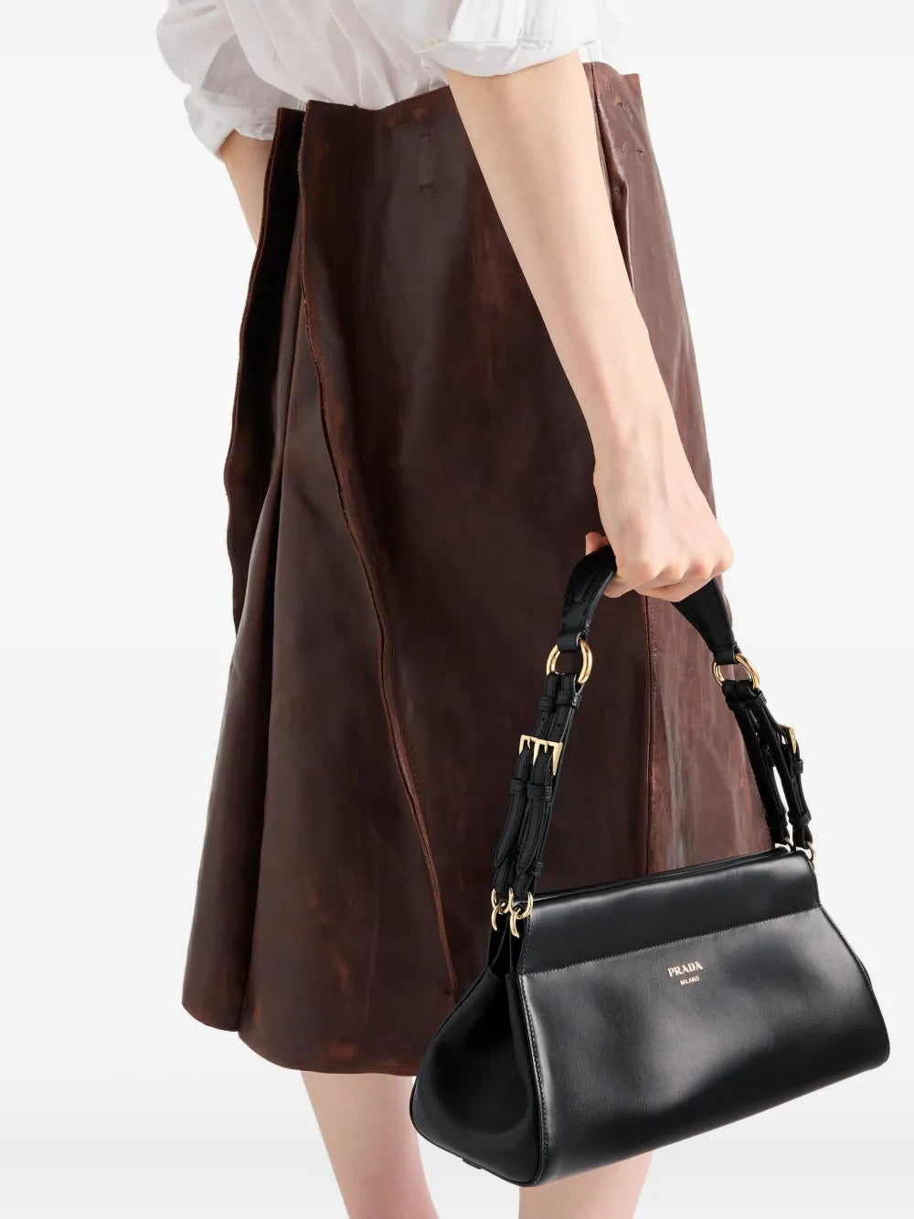 Prada Medium Enchaine Leather Shoulder Bag — Same as shown — Size One Size — Side View
