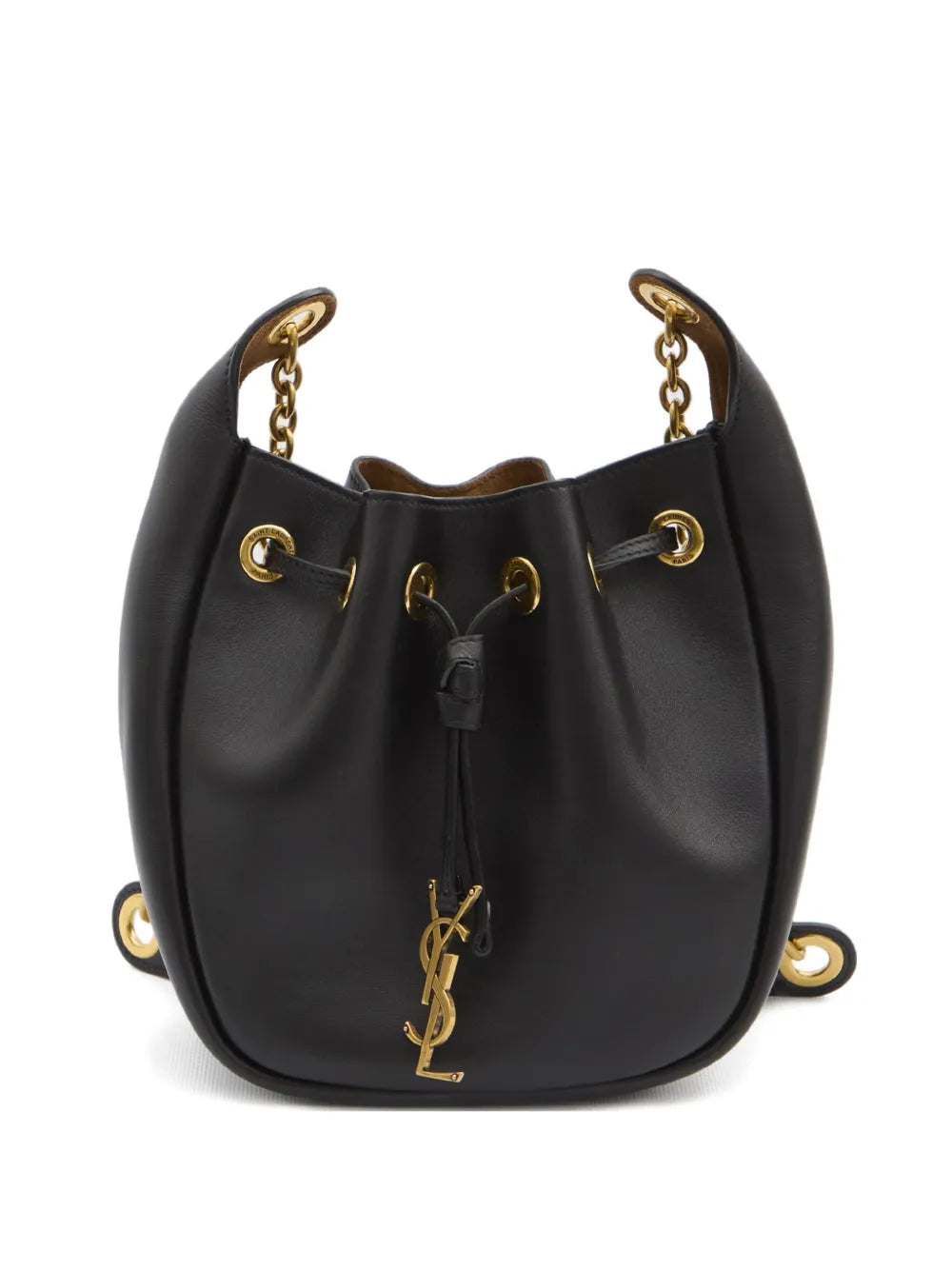 Saint Laurent Cassandre Drawstring Leather Shoulder Bag — Same as shown — Size One Size — Front View