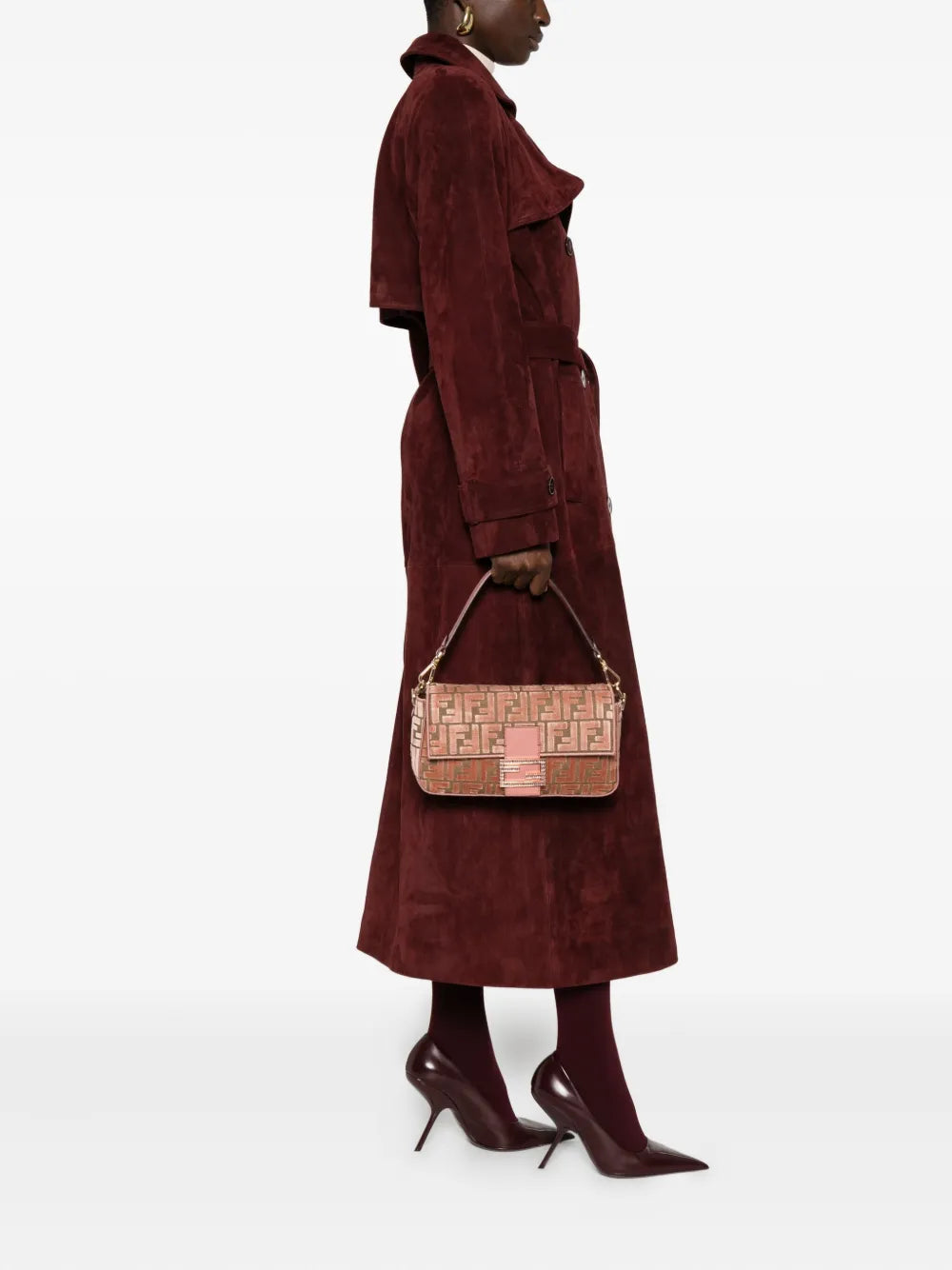 Fendi Medium Baguette Ff Pattern Shoulder Bag — Same as shown — Size One Size — Side View