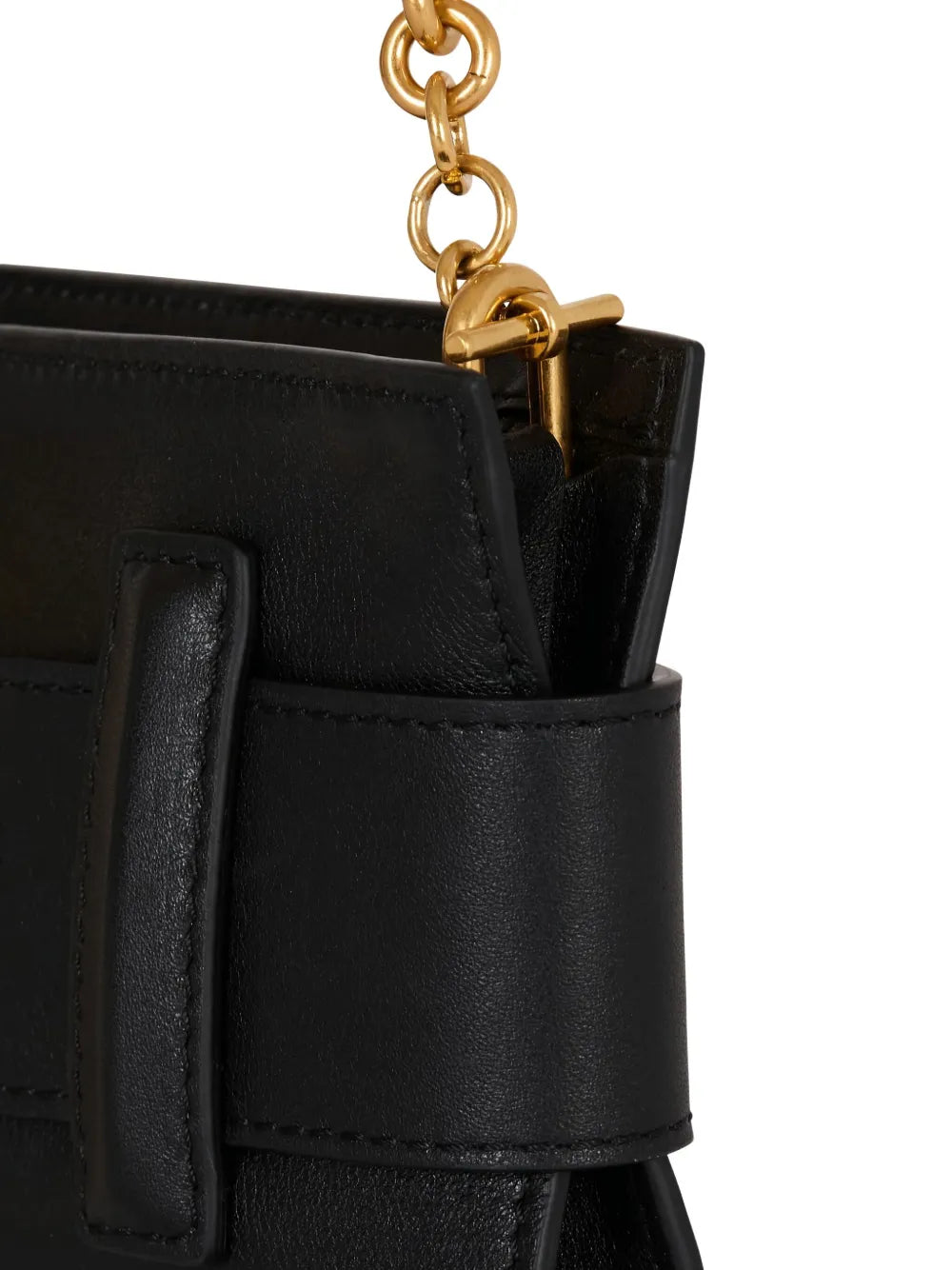 Balmain Anthem Buckle Detail Calfskin Leather Clutch — Same as shown — Size One Size — Top View